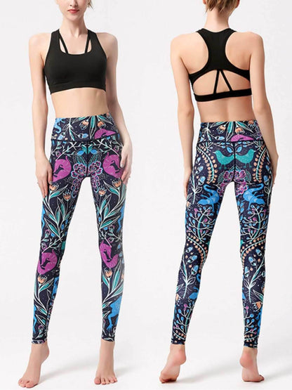 Printed High Waist Active Leggings - Purcell's Clothing Company