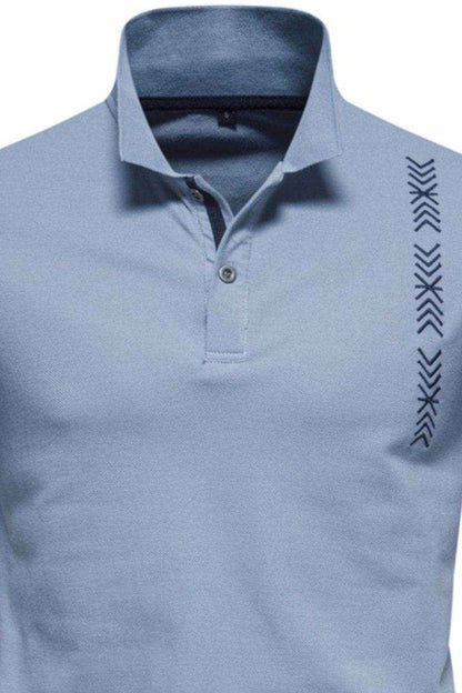 Collared Neck Geometric Embroidered Polo - Purcell's Clothing Company