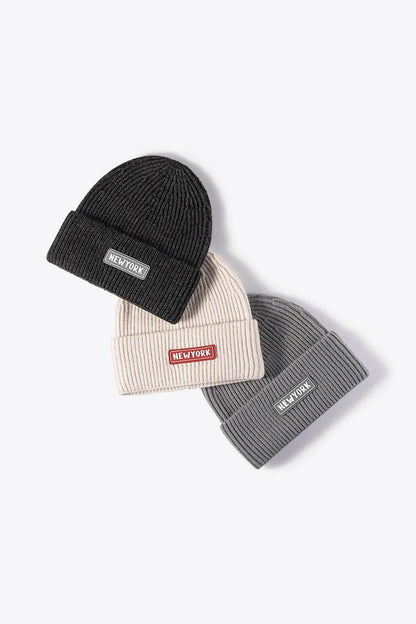 NEWYORK Patch Rib-Knit Cuffed Beanie - Purcell's Clothing Company