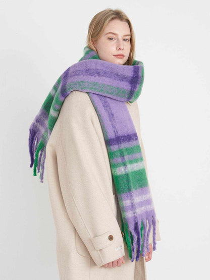 Fringe Plaid Polyester Scarf - Purcell's Clothing Company