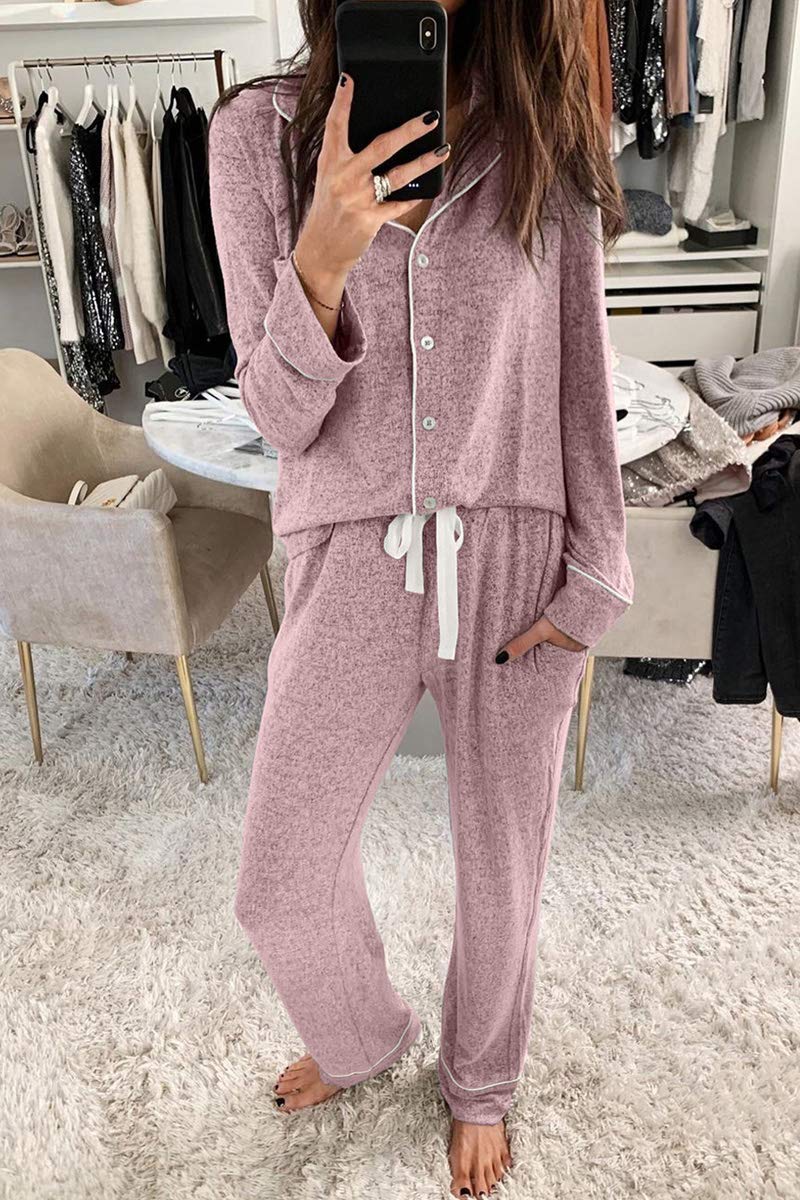 Long Sleeve Button Down Lounge Set