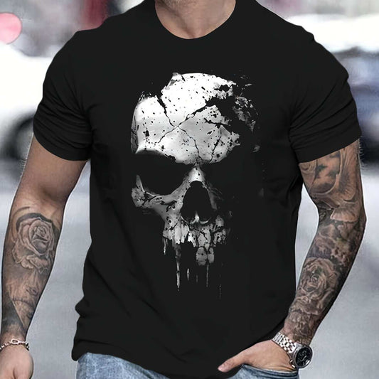 3D Shattered Skull Graphic Print Tee