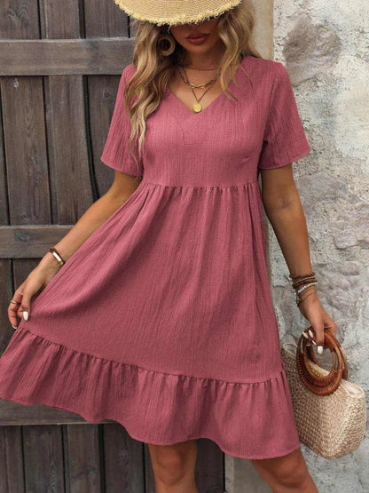 Ivy Lane V-Neck Short Sleeve Mini Dress - Purcell's Clothing Company