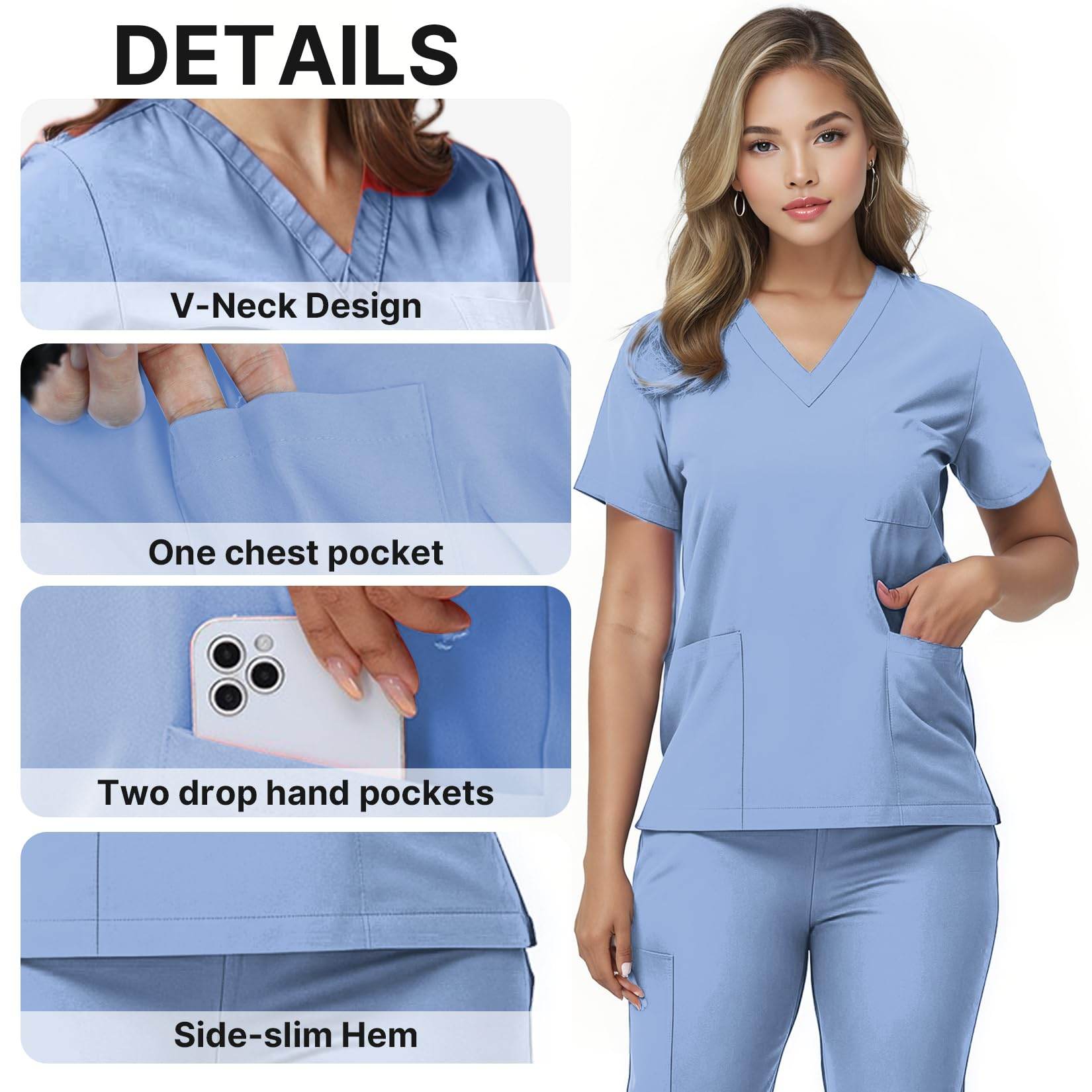 V-Neck Top and Drawstring Jogger Pants W/ Multi Pocket - Purcell's Clothing Company