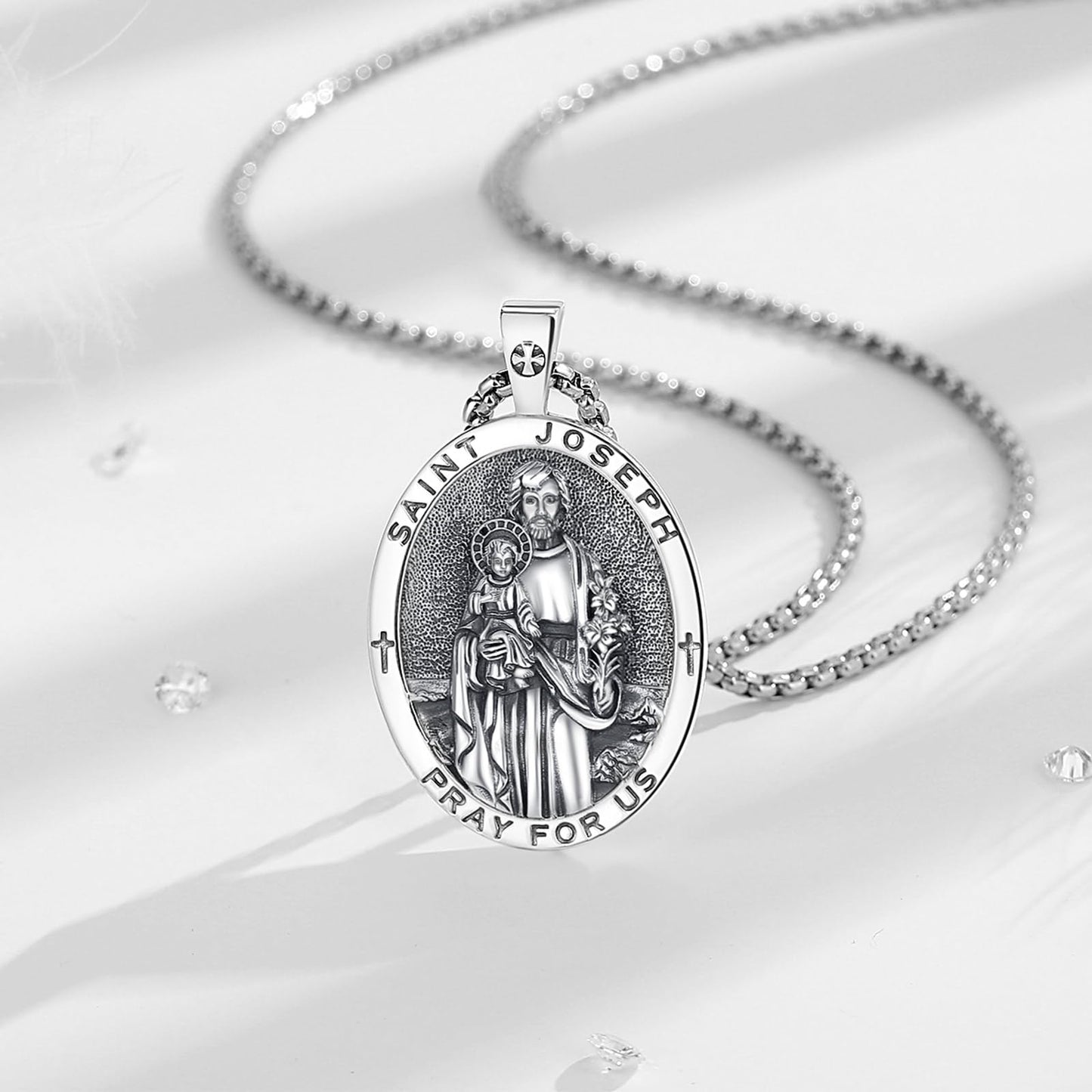 EUDORA 925 Sterling Silver Prayer Necklace