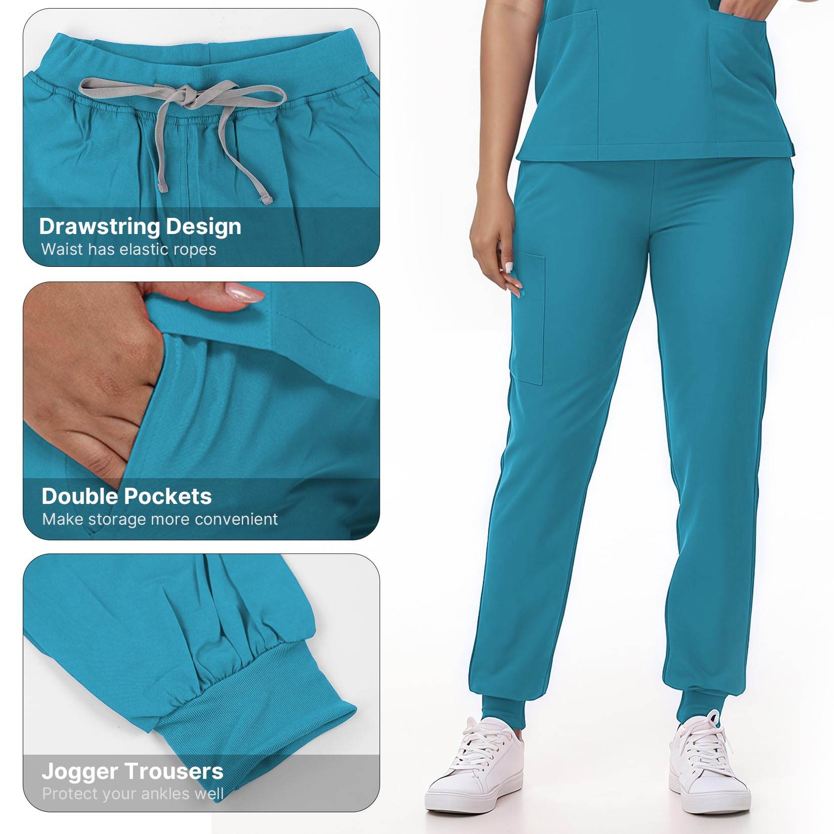 V-Neck Top and Drawstring Jogger Pants W/ Multi Pocket - Purcell's Clothing Company
