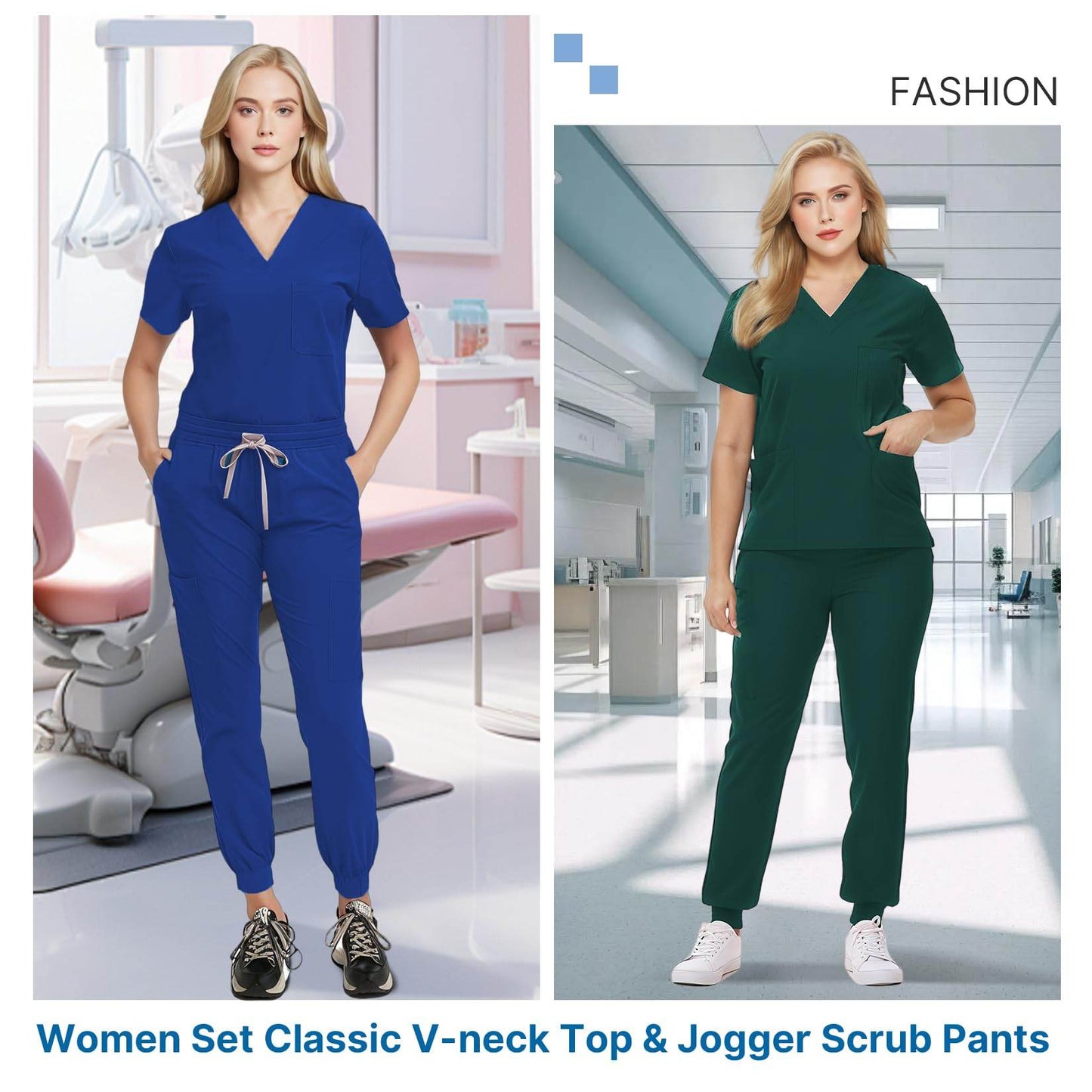 Jogger Scrub Set W/ V-Neck Top - Purcell's Clothing Company