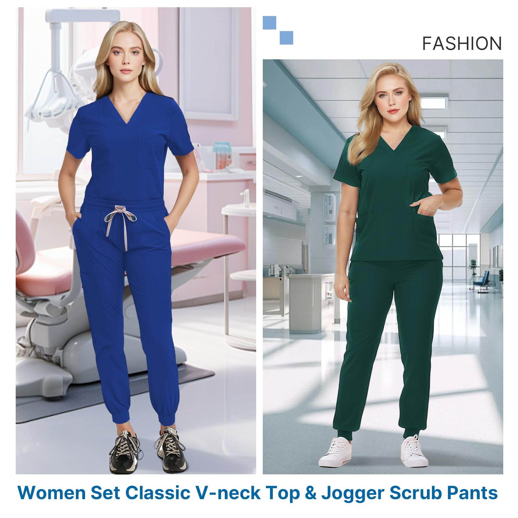 Jogger Scrub Set W/ V-Neck Top - Purcell's Clothing Company