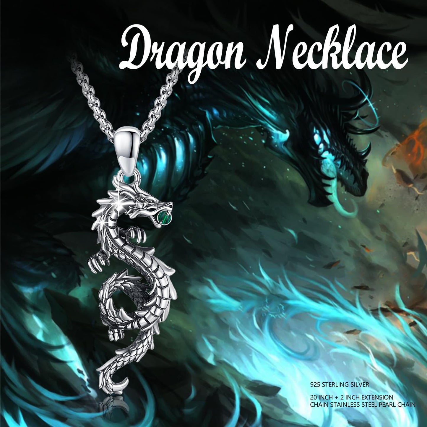 925 Sterling Silver Dragon Necklace