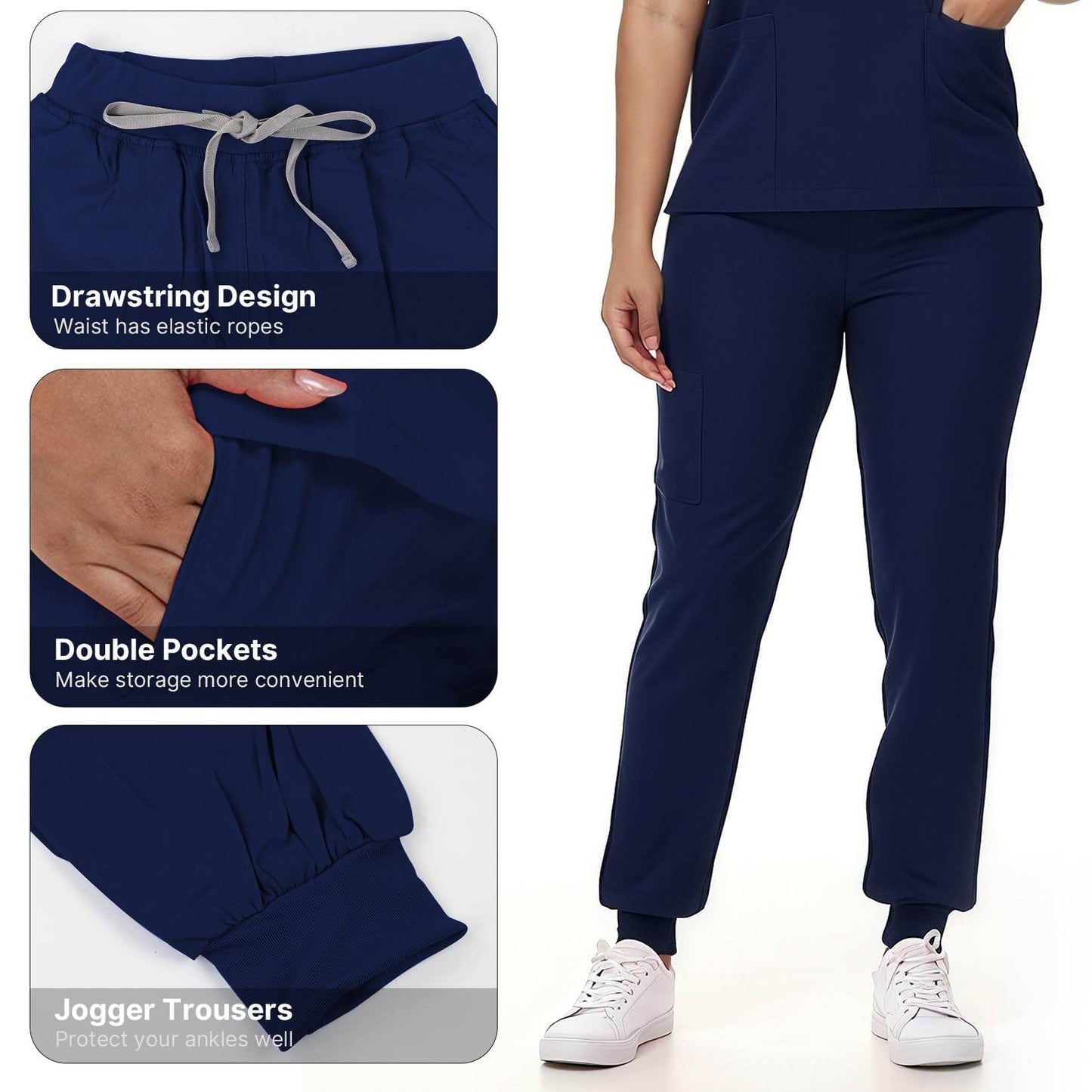V-Neck Top and Drawstring Jogger Pants W/ Multi Pocket - Purcell's Clothing Company