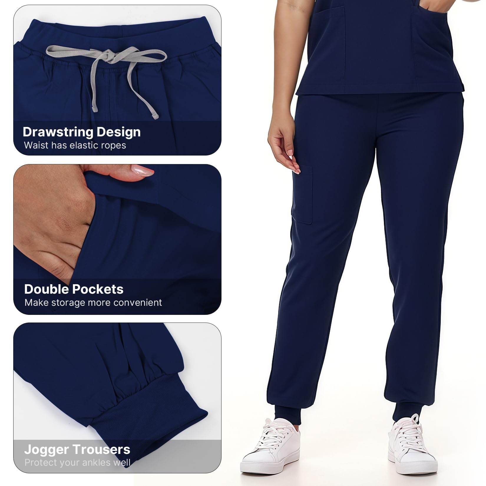 V-Neck Top and Drawstring Jogger Pants W/ Multi Pocket - Purcell's Clothing Company