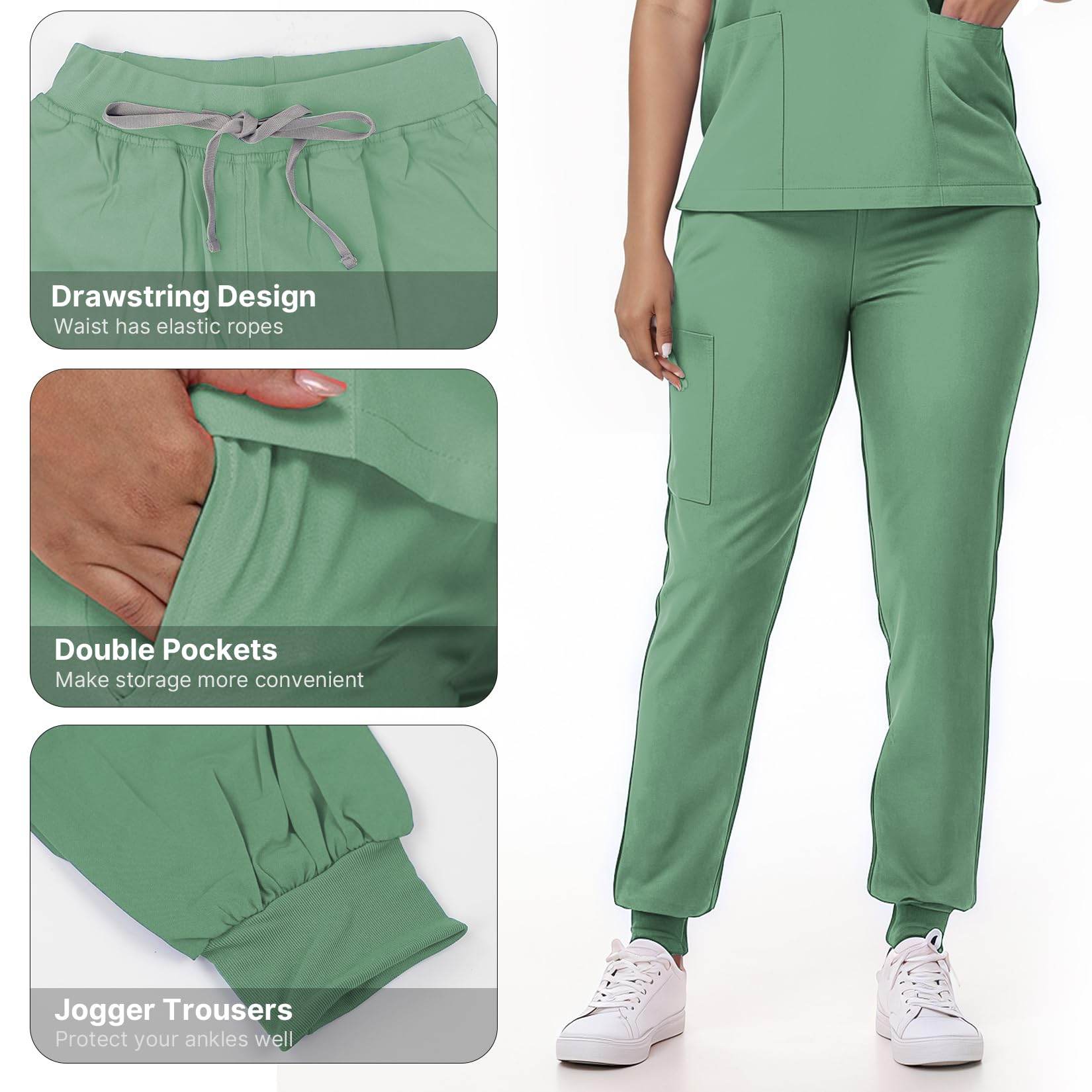 V-Neck Top and Drawstring Jogger Pants W/ Multi Pocket - Purcell's Clothing Company