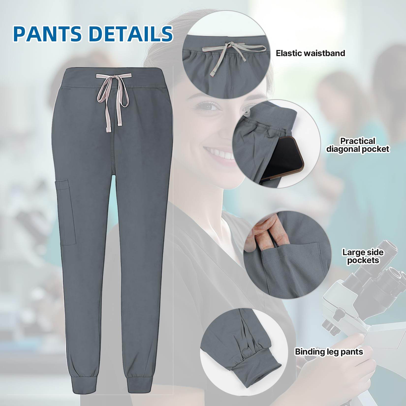 Jogger Scrub Set W/ V-Neck Top - Purcell's Clothing Company