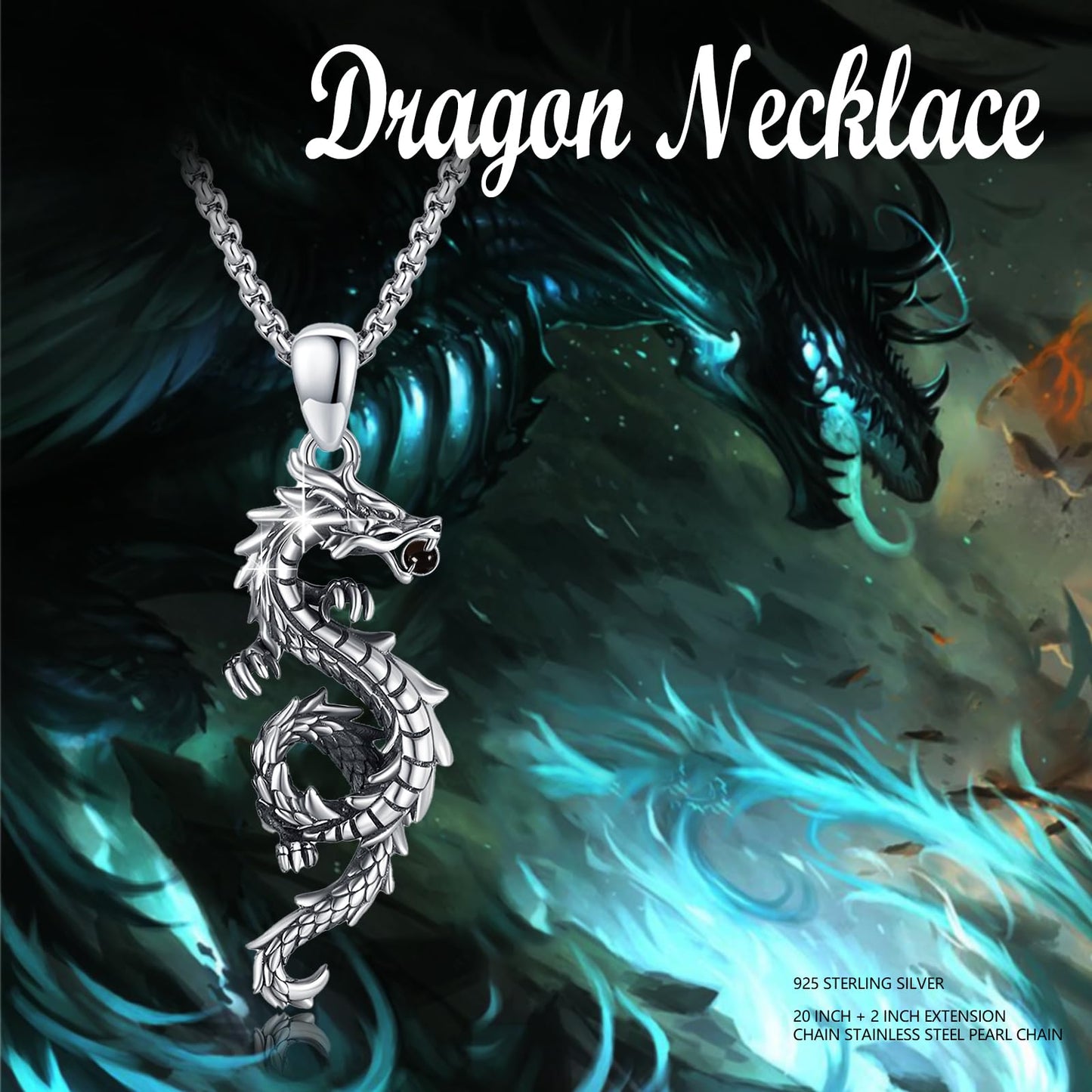 925 Sterling Silver Dragon Necklace