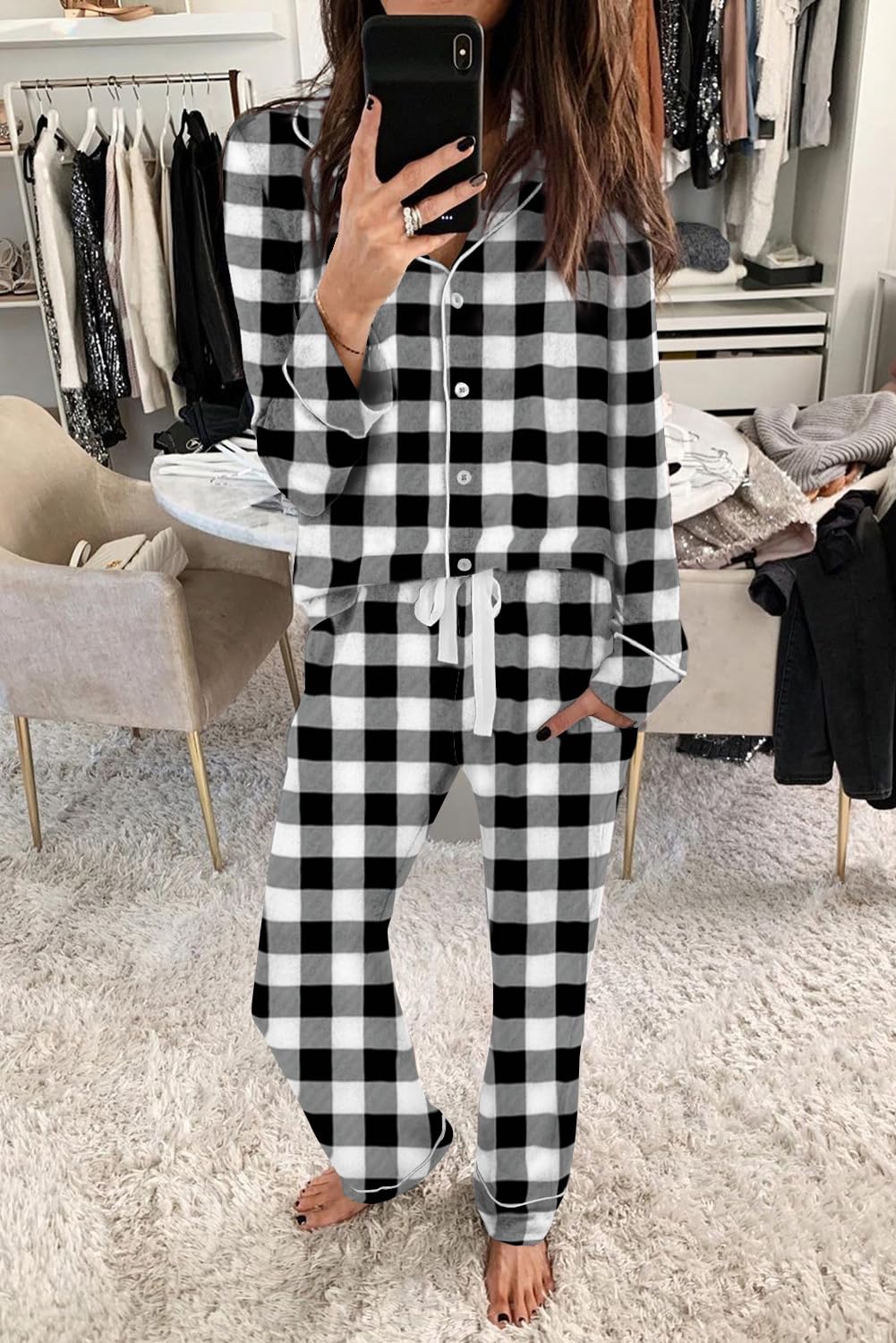 Long Sleeve Button Down Lounge Set