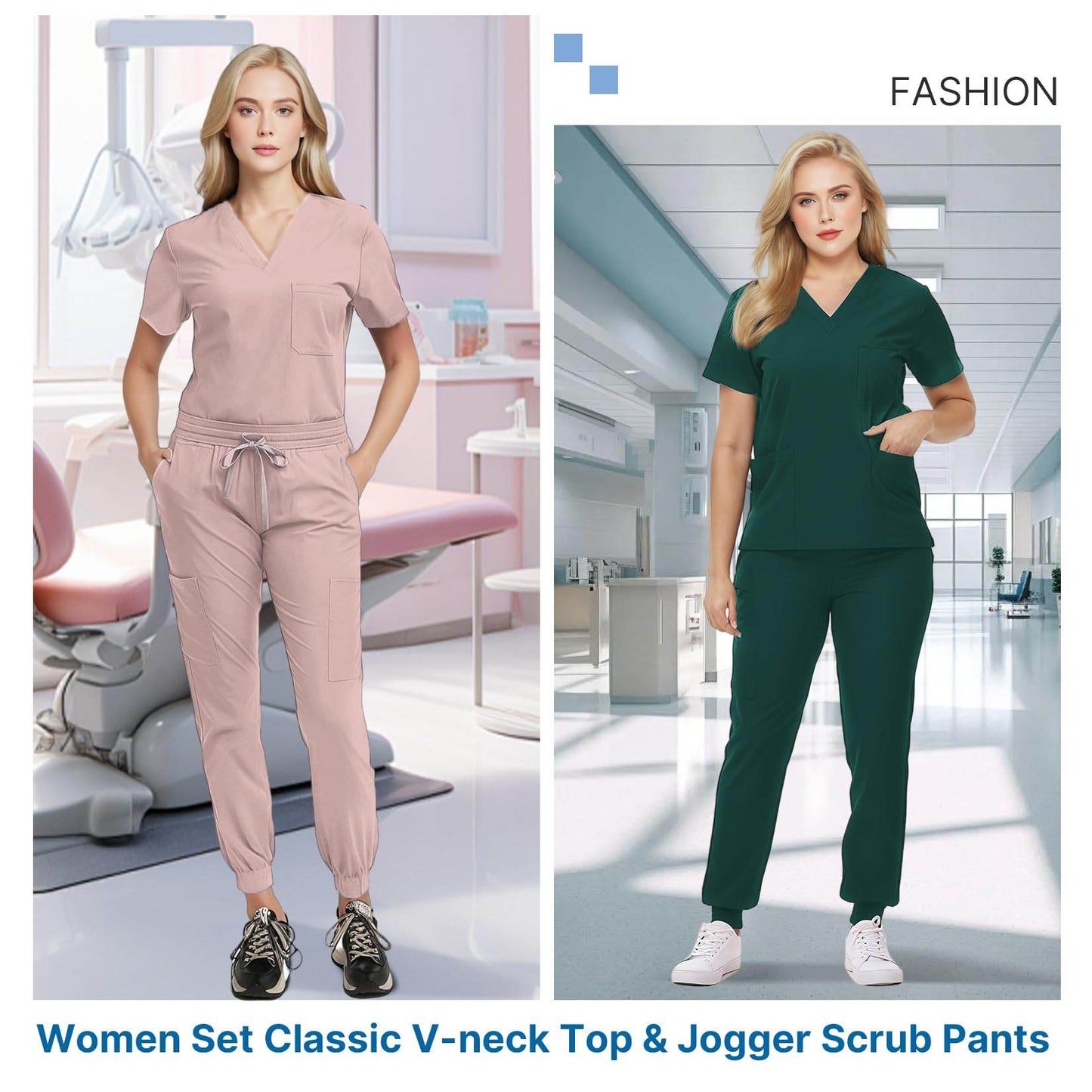 Jogger Scrub Set W/ V-Neck Top - Purcell's Clothing Company