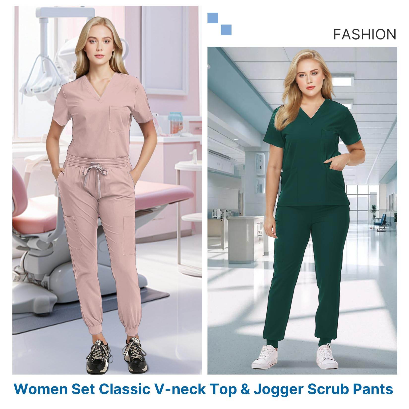 Jogger Scrub Set W/ V-Neck Top - Purcell's Clothing Company