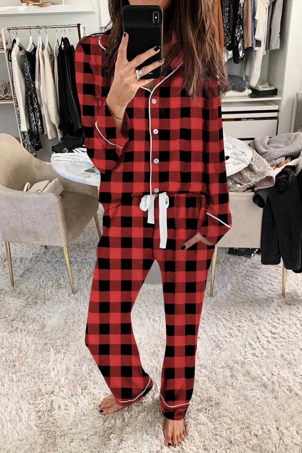 Long Sleeve Button Down Lounge Set