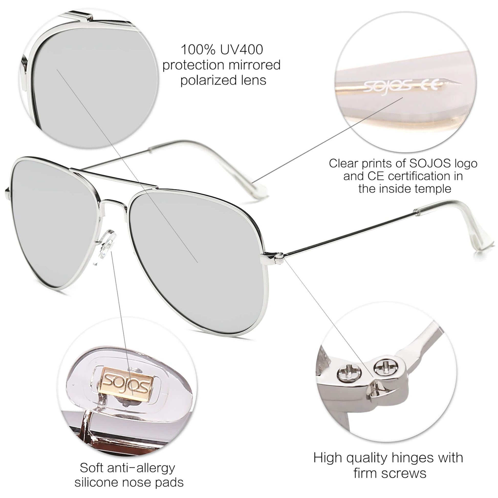 SOJOS Aviator Polarized Sunglasses - Purcell's Clothing Company - 