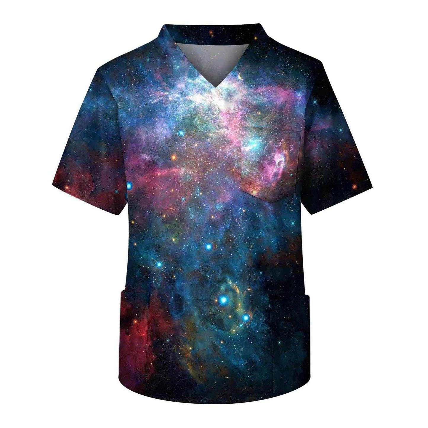 Galaxy Print V-Neck Scrub Top - Purcell's Clothing Company