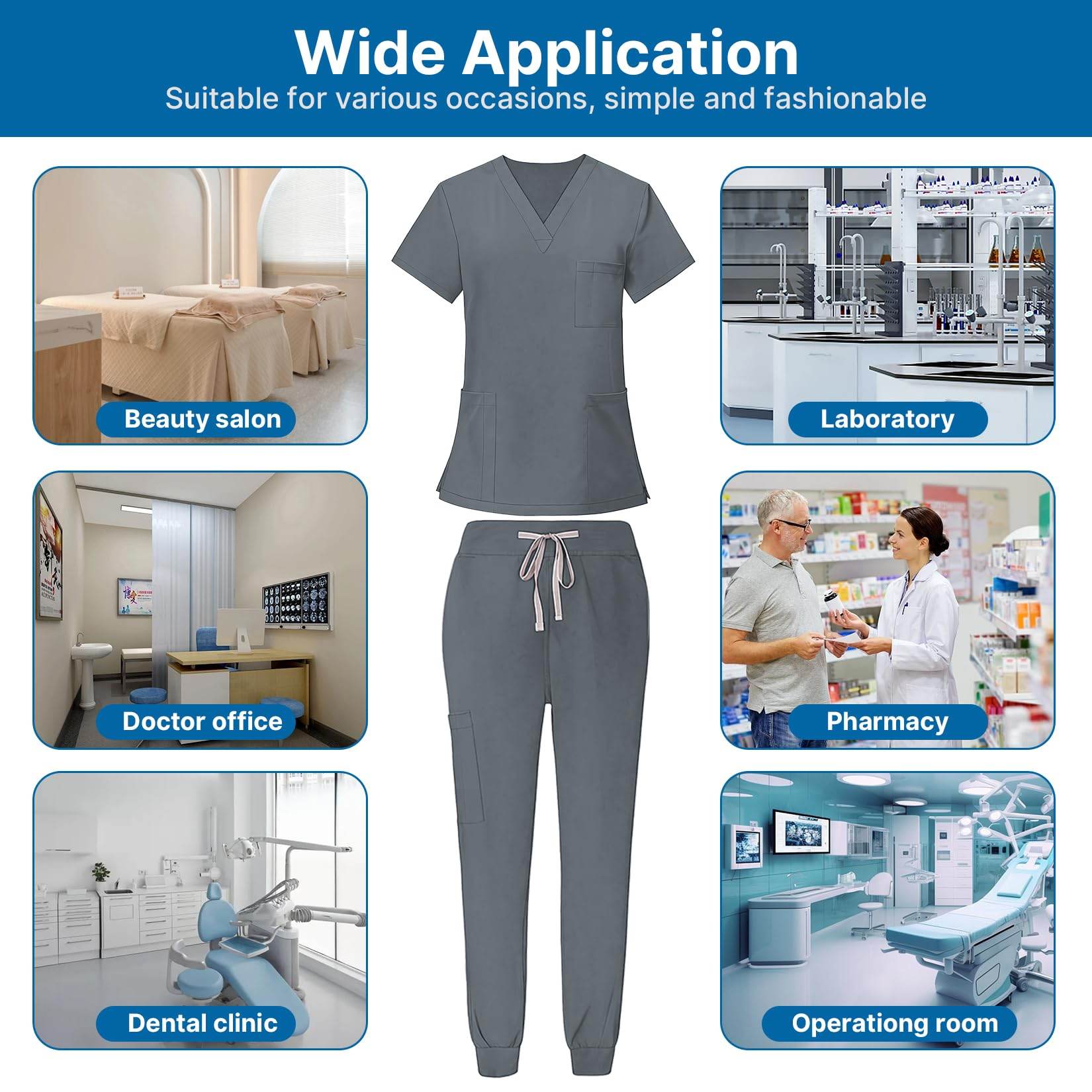 Jogger Scrub Set W/ V-Neck Top - Purcell's Clothing Company