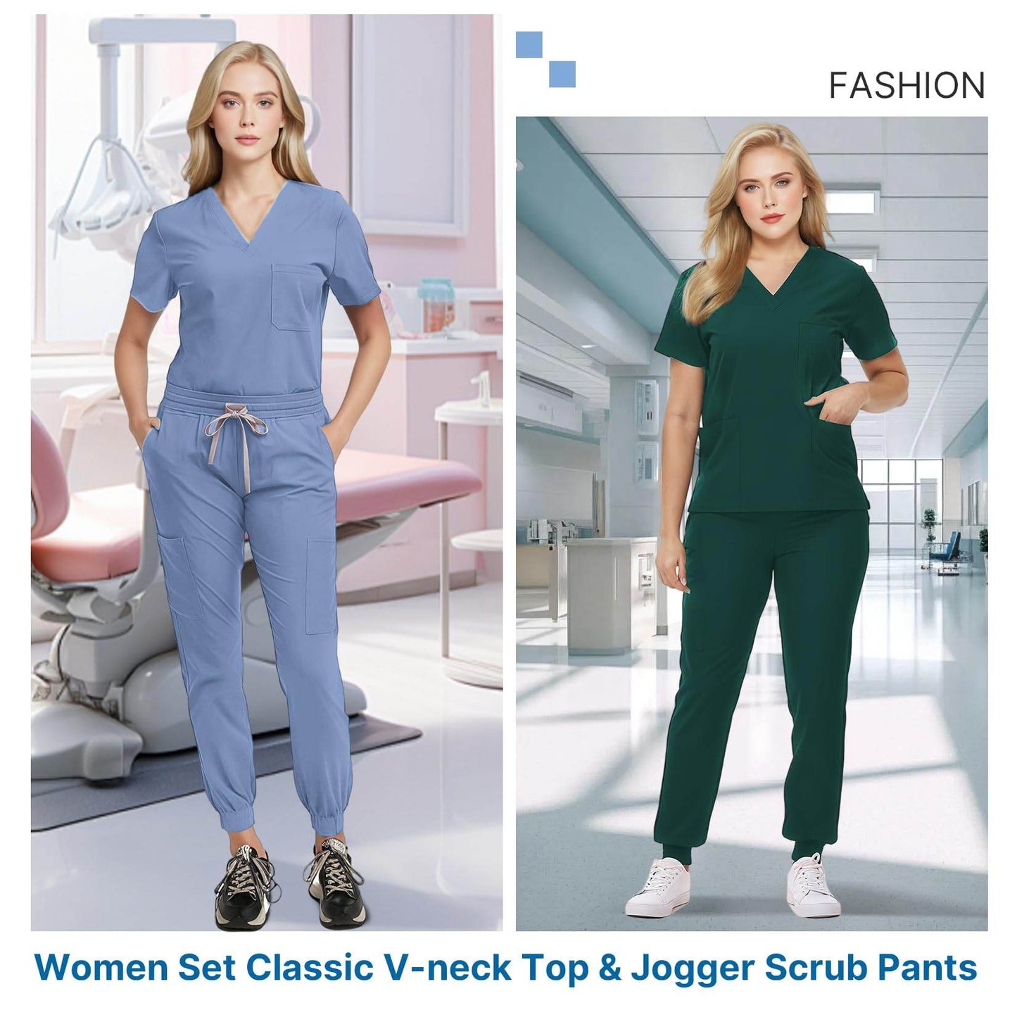 Jogger Scrub Set W/ V-Neck Top - Purcell's Clothing Company