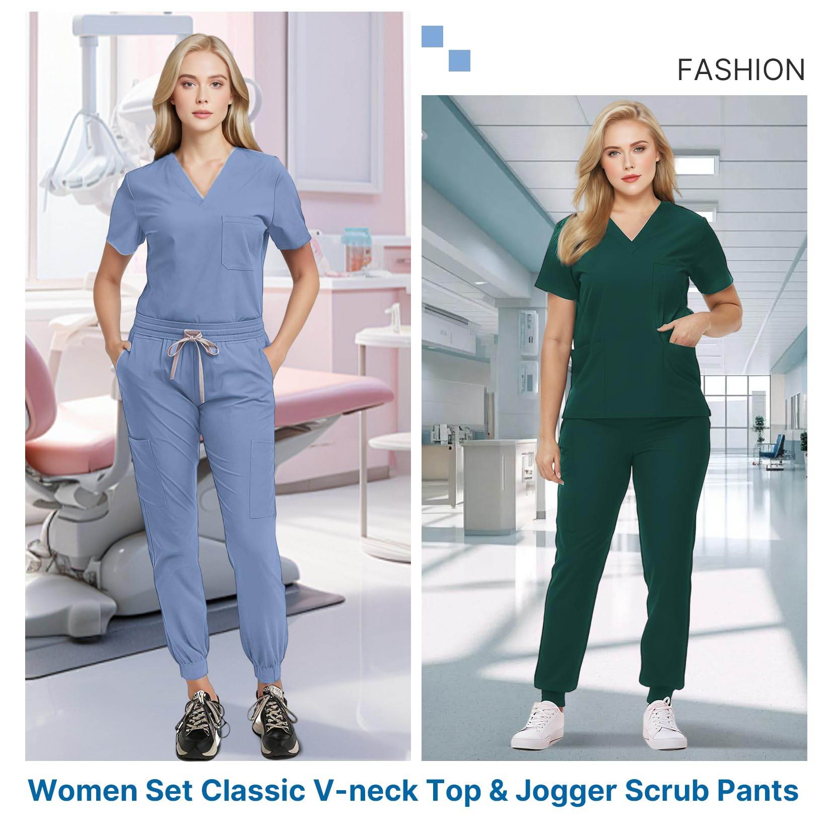 Jogger Scrub Set W/ V-Neck Top - Purcell's Clothing Company