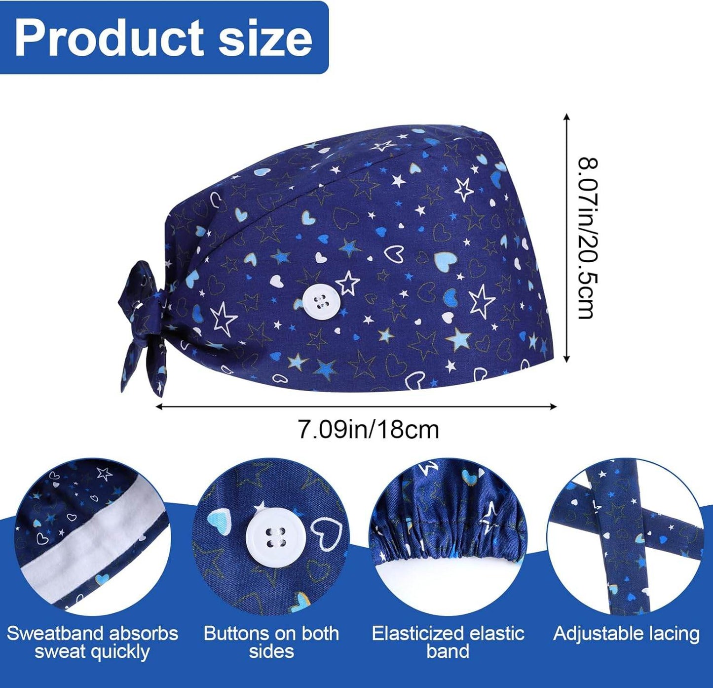 2-Piece Unisex Adjustable Scrub Cap - Purcell's Clothing Company