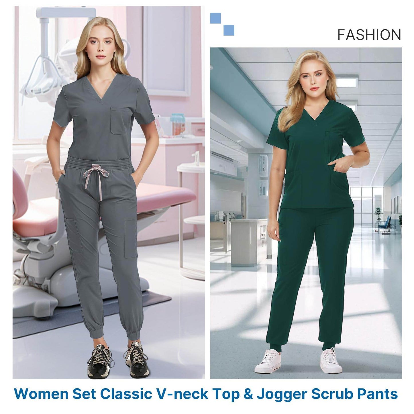 Jogger Scrub Set W/ V-Neck Top - Purcell's Clothing Company
