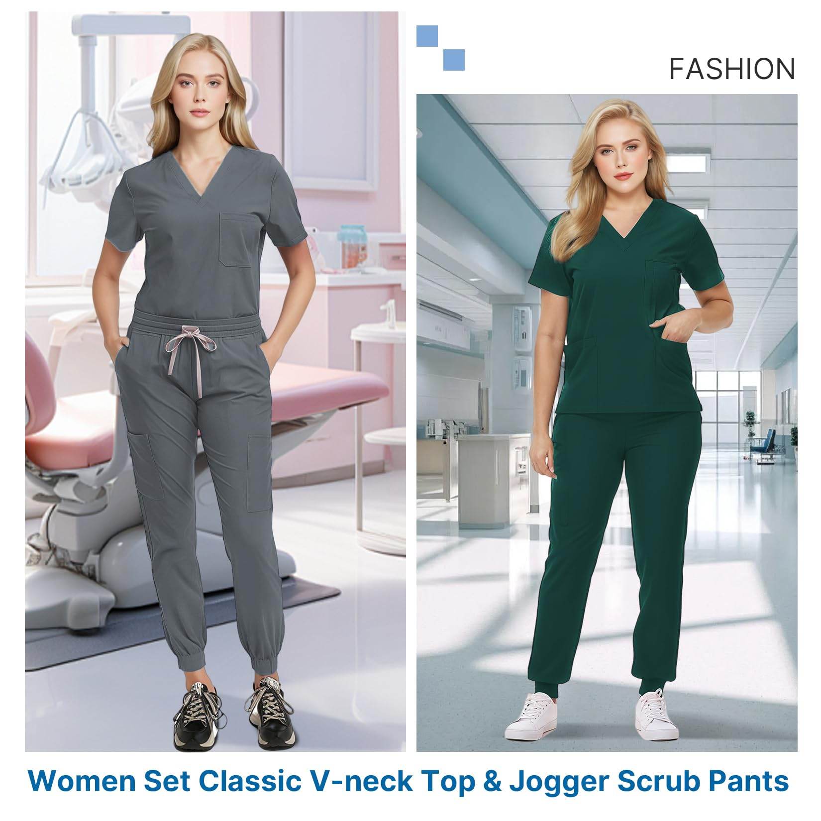 Jogger Scrub Set W/ V-Neck Top - Purcell's Clothing Company