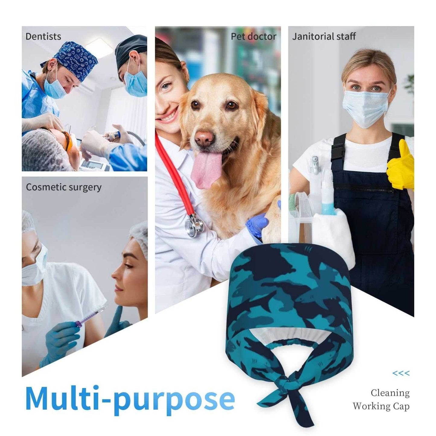 Unisex Adjustable Scrub Cap W/ Elastic - Purcell's Clothing Company