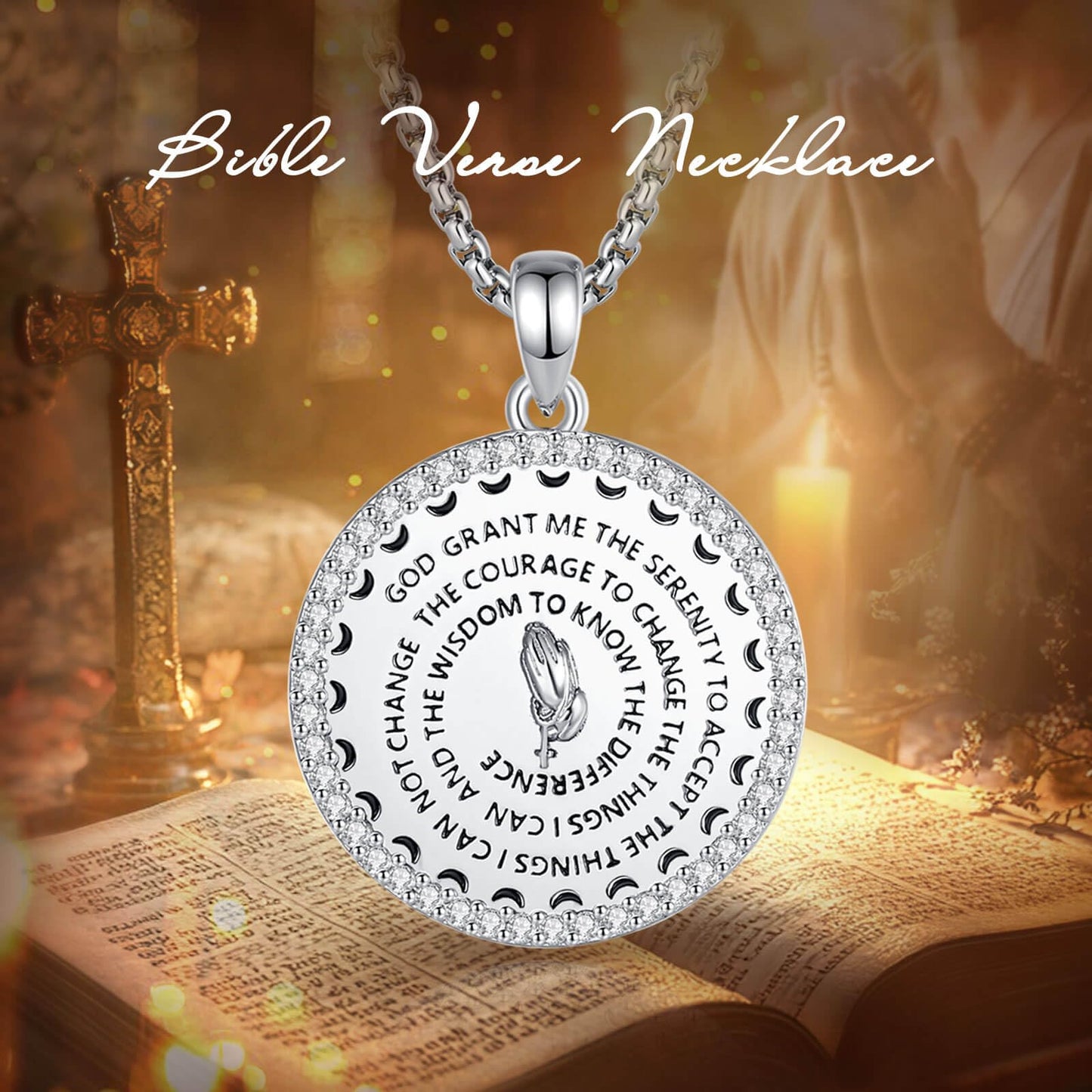 EUDORA 925 Sterling Silver Prayer Necklace