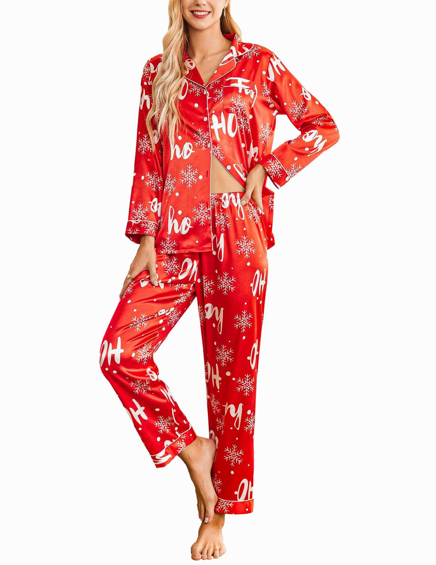 Classic Button Down Satin Silk Pjs