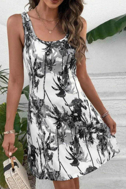 Printed Scoop Neck Wide Strap Mini Dress - Purcell's Clothing Company