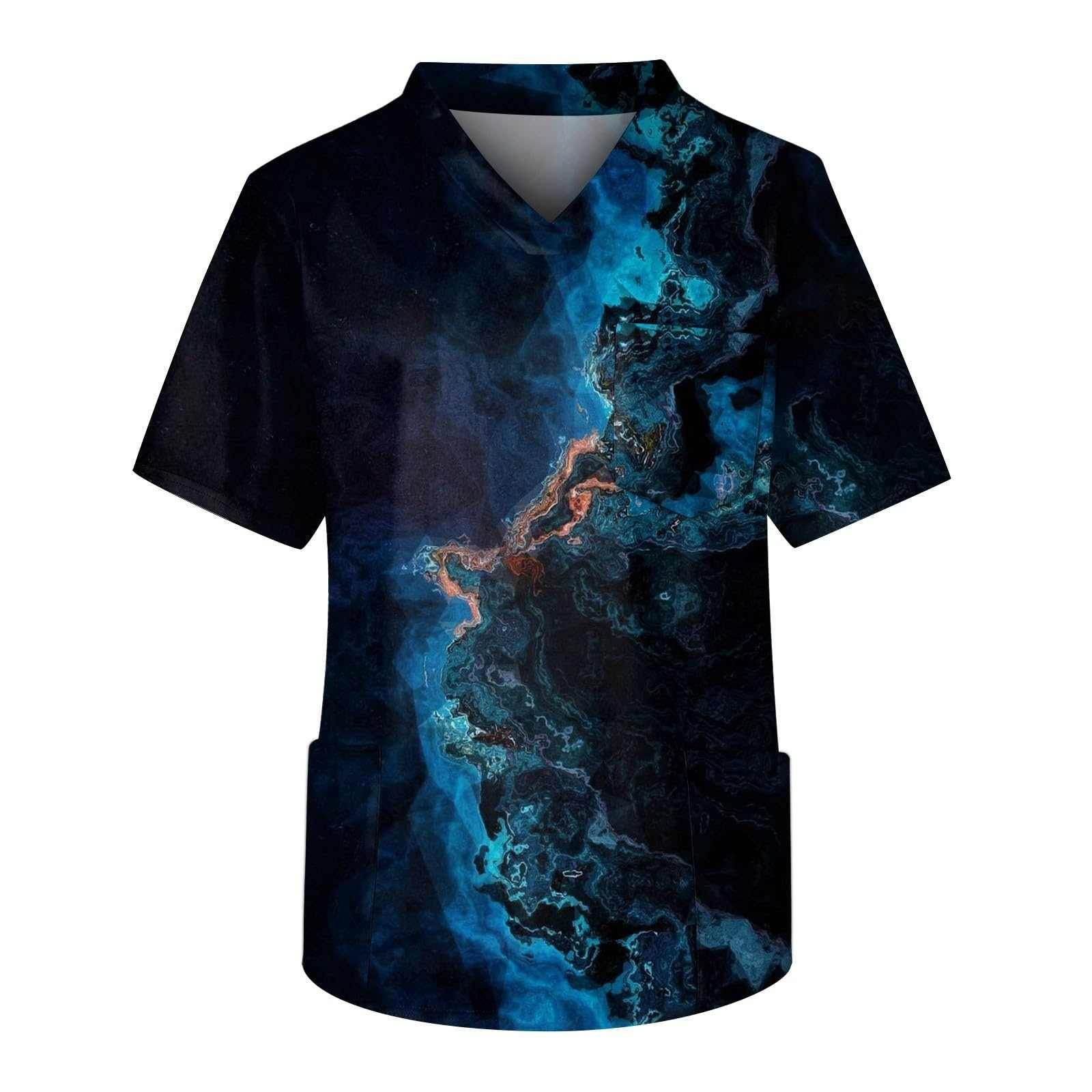 Galaxy Print V-Neck Scrub Top - Purcell's Clothing Company