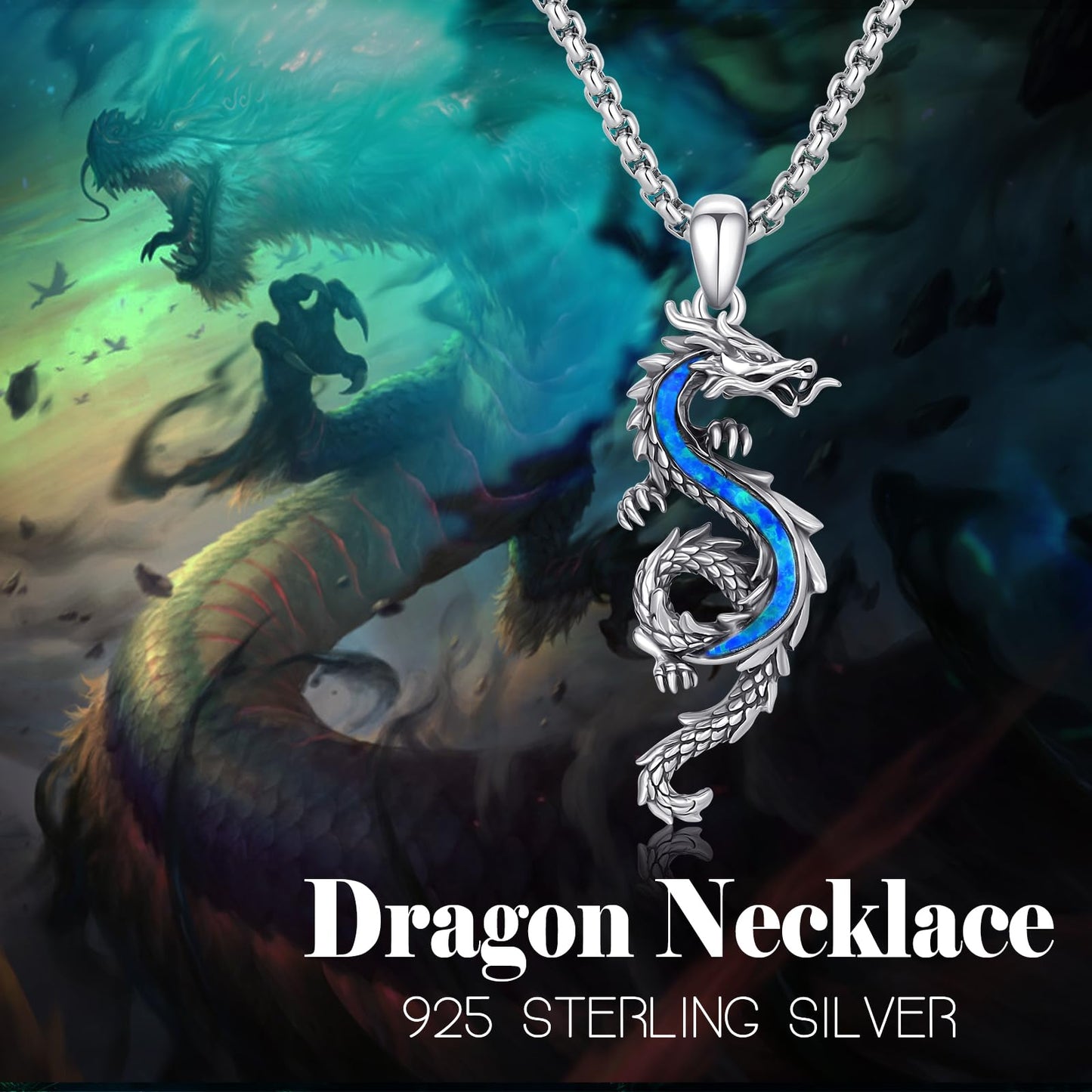 925 Sterling Silver Dragon Necklace