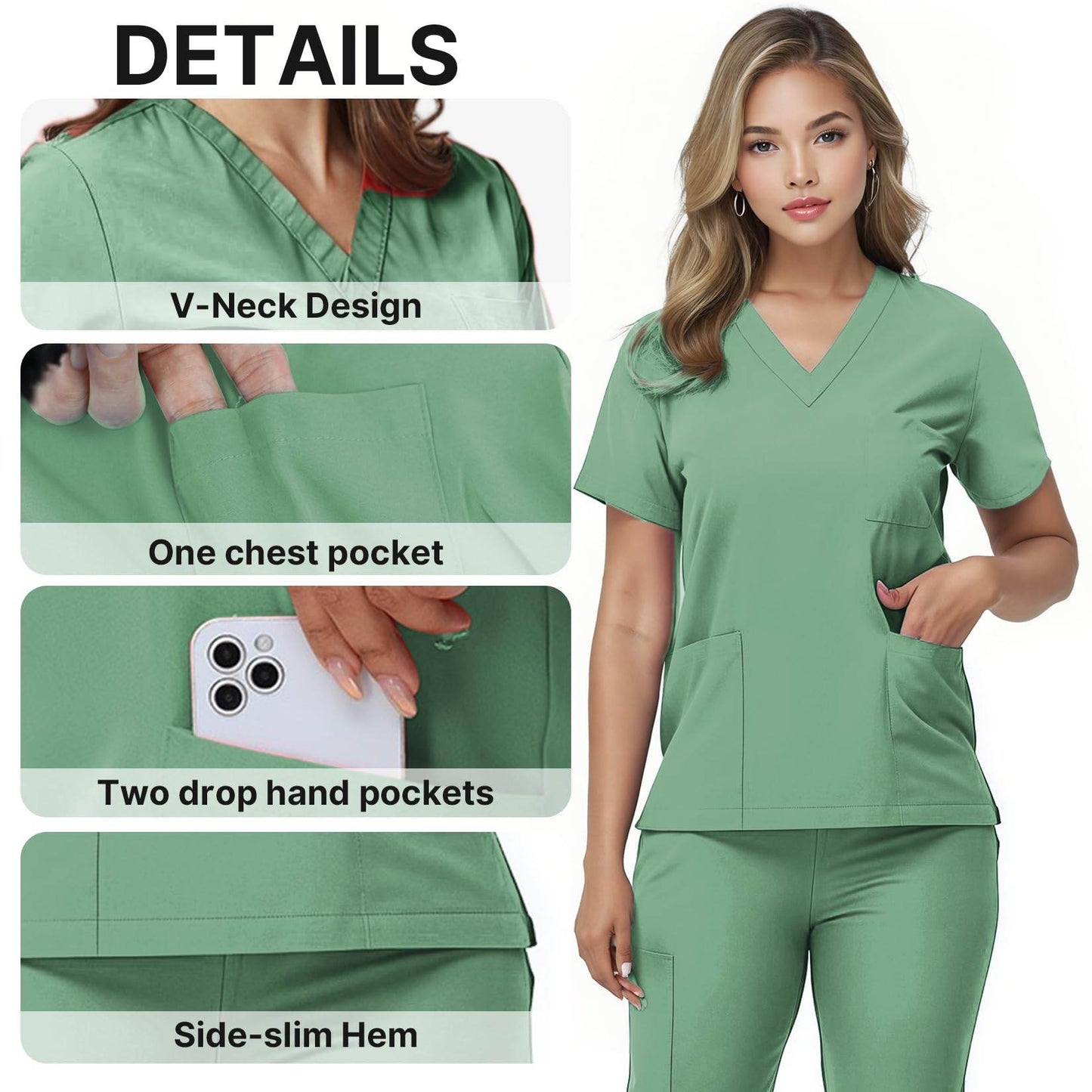 V-Neck Top and Drawstring Jogger Pants W/ Multi Pocket - Purcell's Clothing Company
