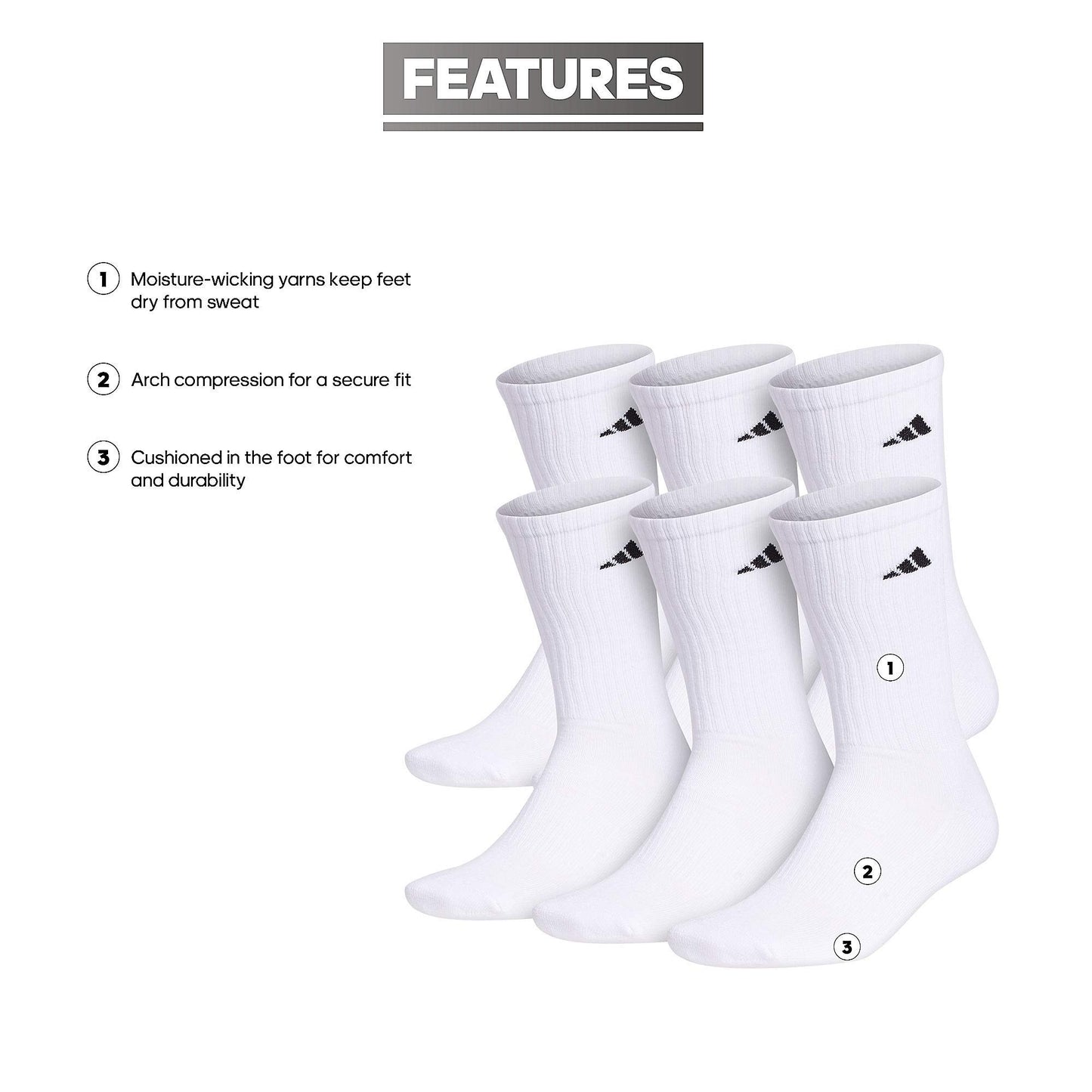 ADIDAS Athletic Crew Socks (6-Pairs)