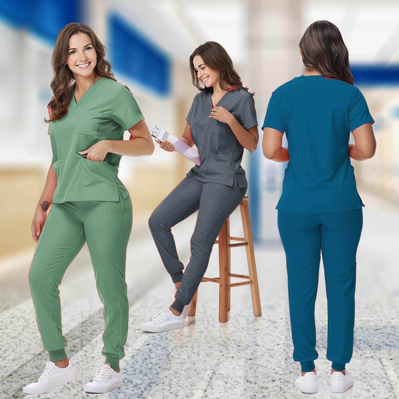 V-Neck Top and Drawstring Jogger Pants W/ Multi Pocket - Purcell's Clothing Company