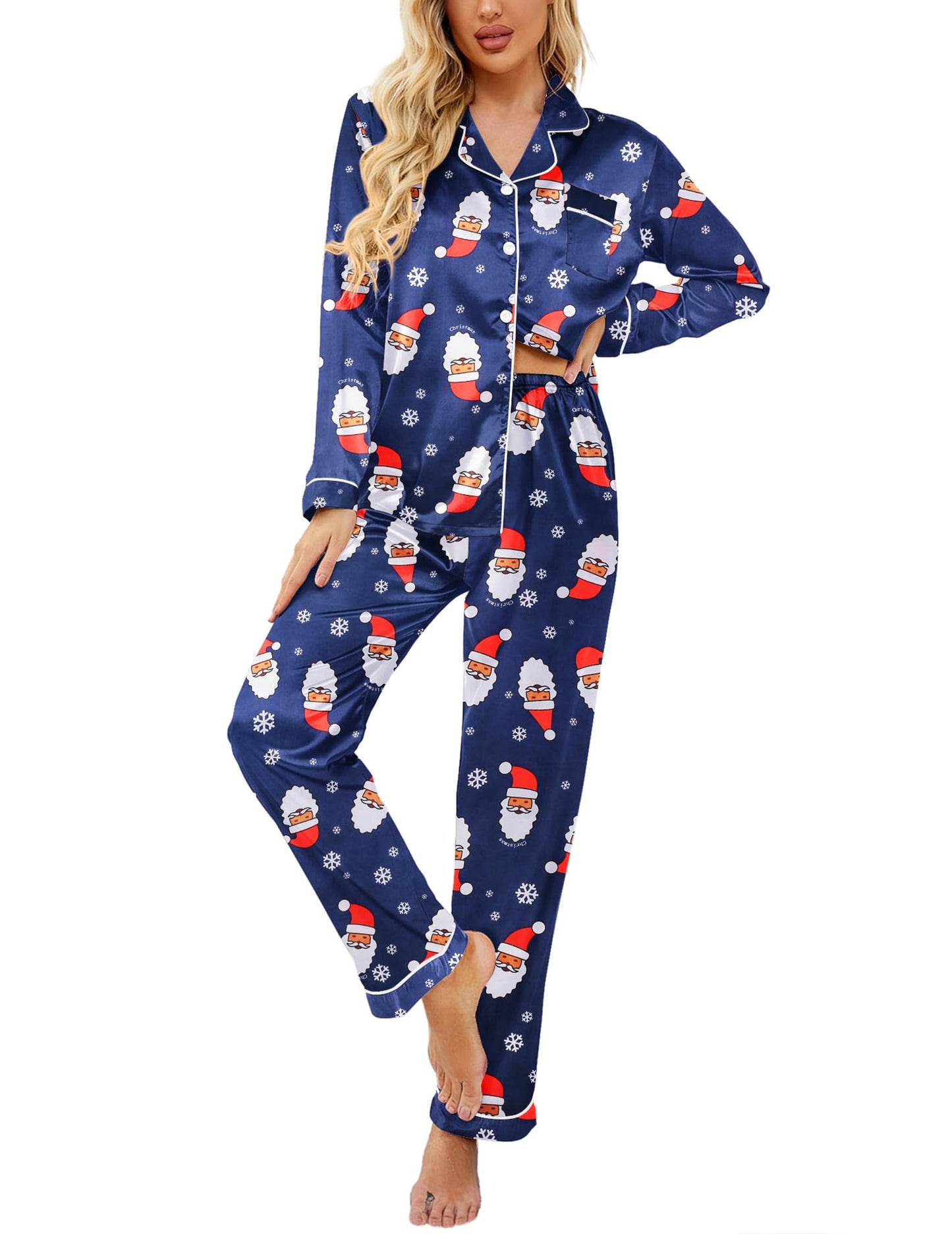 Classic Button Down Satin Silk Pjs