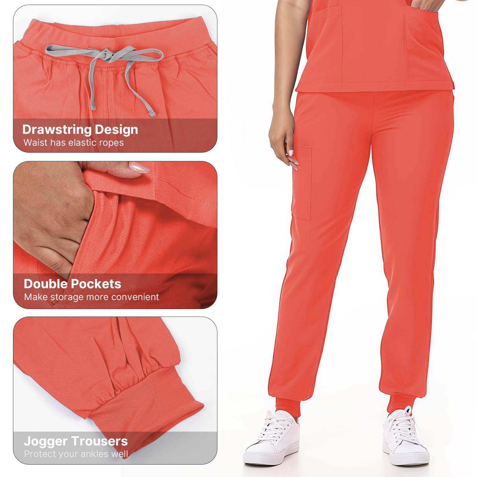 V-Neck Top and Drawstring Jogger Pants W/ Multi Pocket - Purcell's Clothing Company