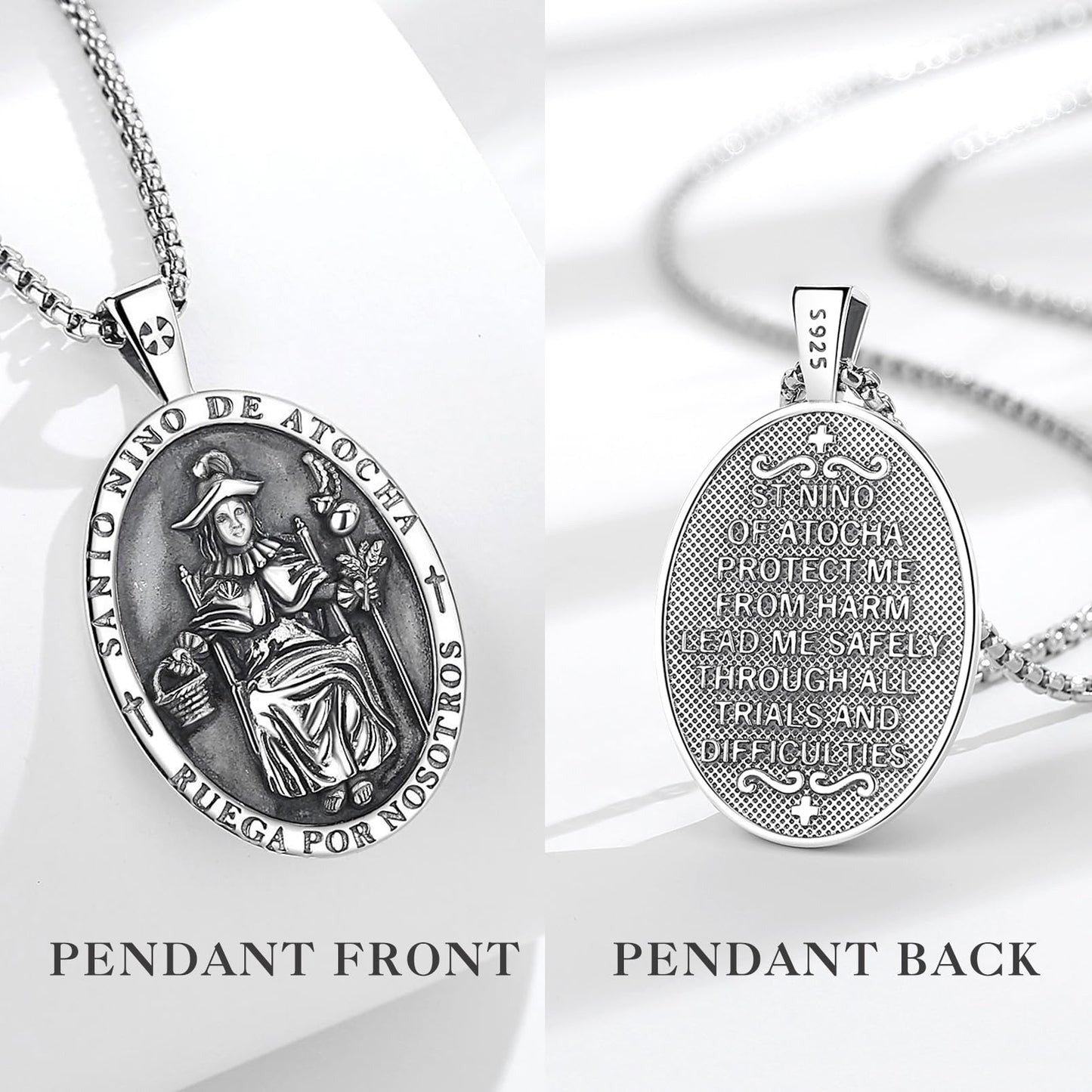 EUDORA 925 Sterling Silver Prayer Necklace