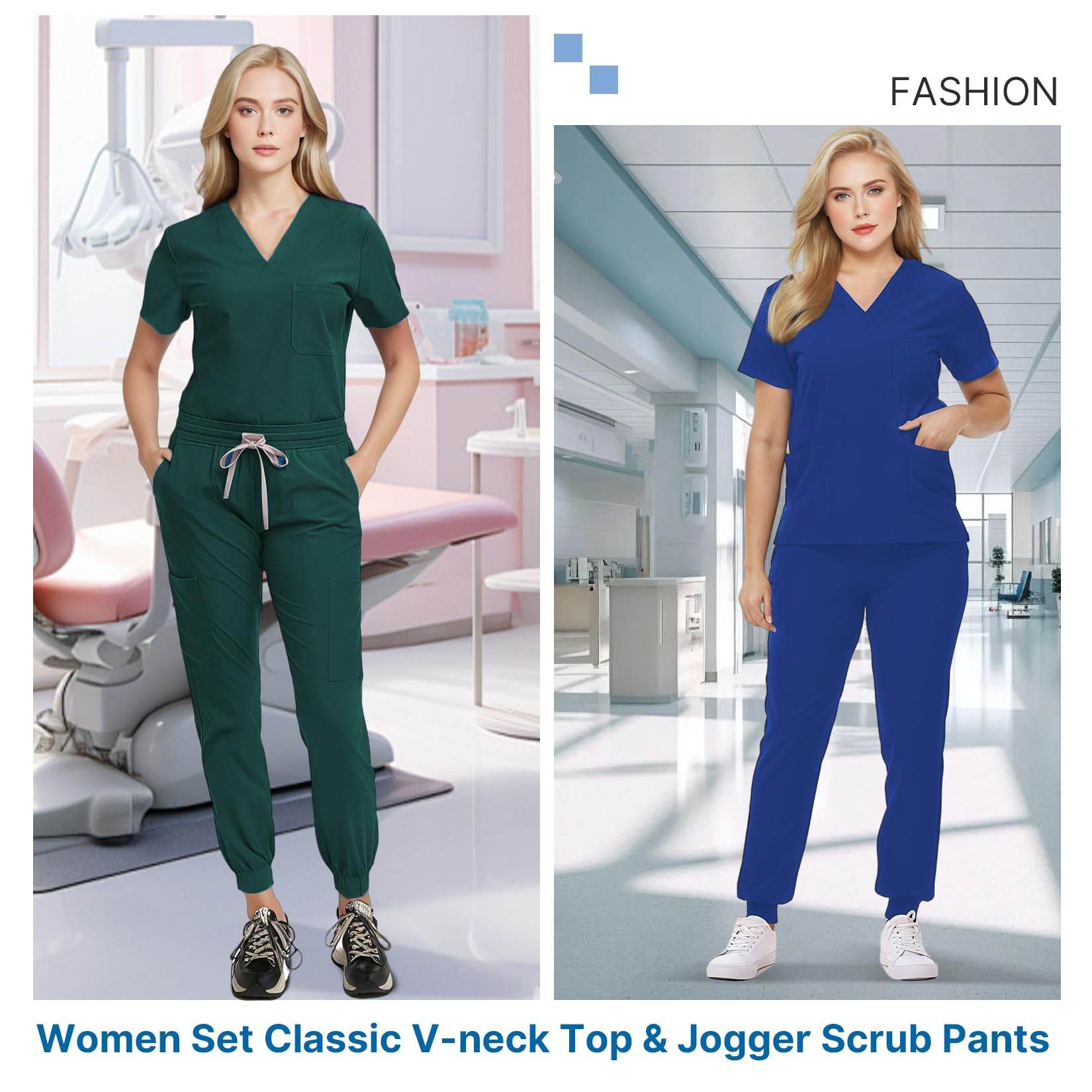 Jogger Scrub Set W/ V-Neck Top - Purcell's Clothing Company