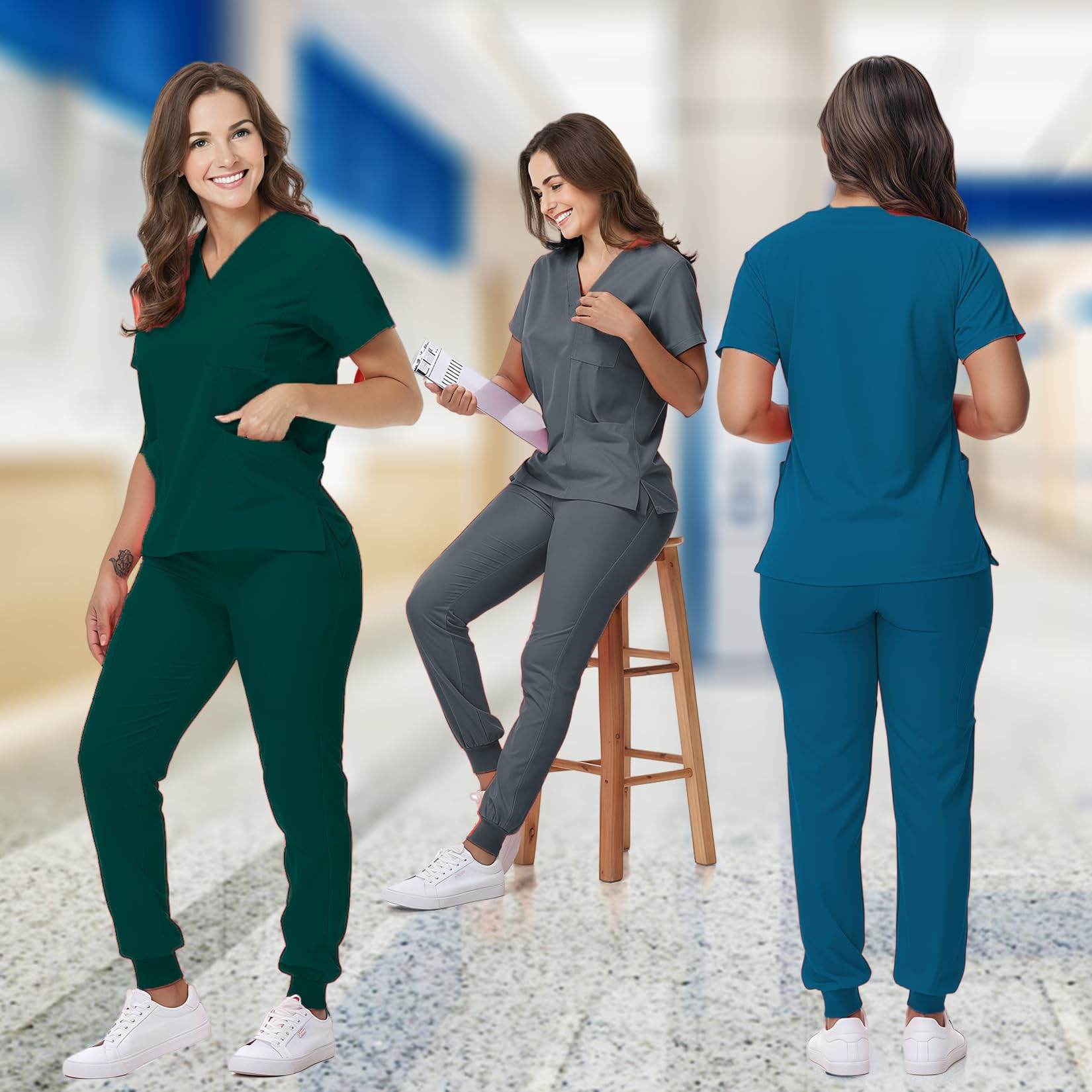 V-Neck Top and Drawstring Jogger Pants W/ Multi Pocket - Purcell's Clothing Company