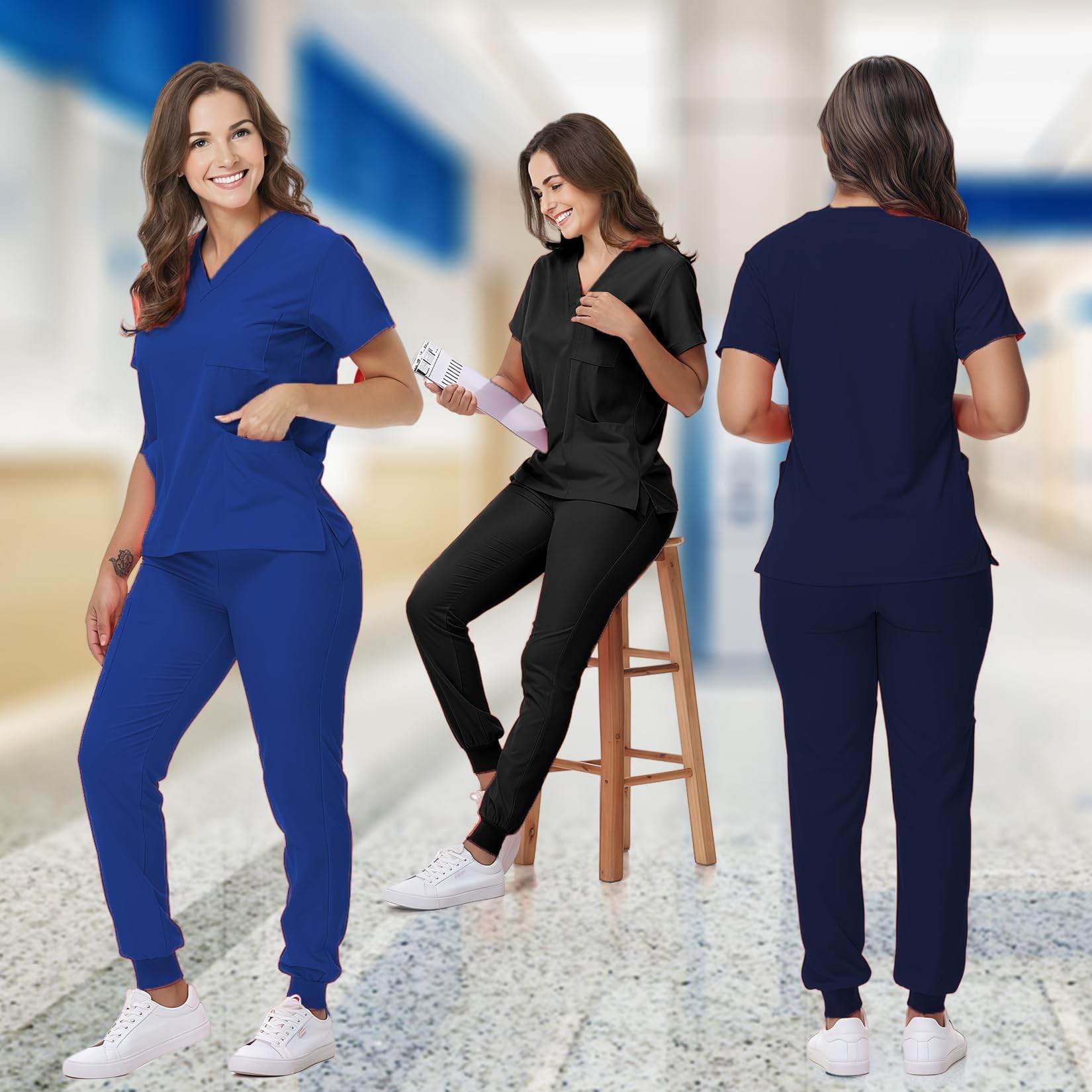 V-Neck Top and Drawstring Jogger Pants W/ Multi Pocket - Purcell's Clothing Company