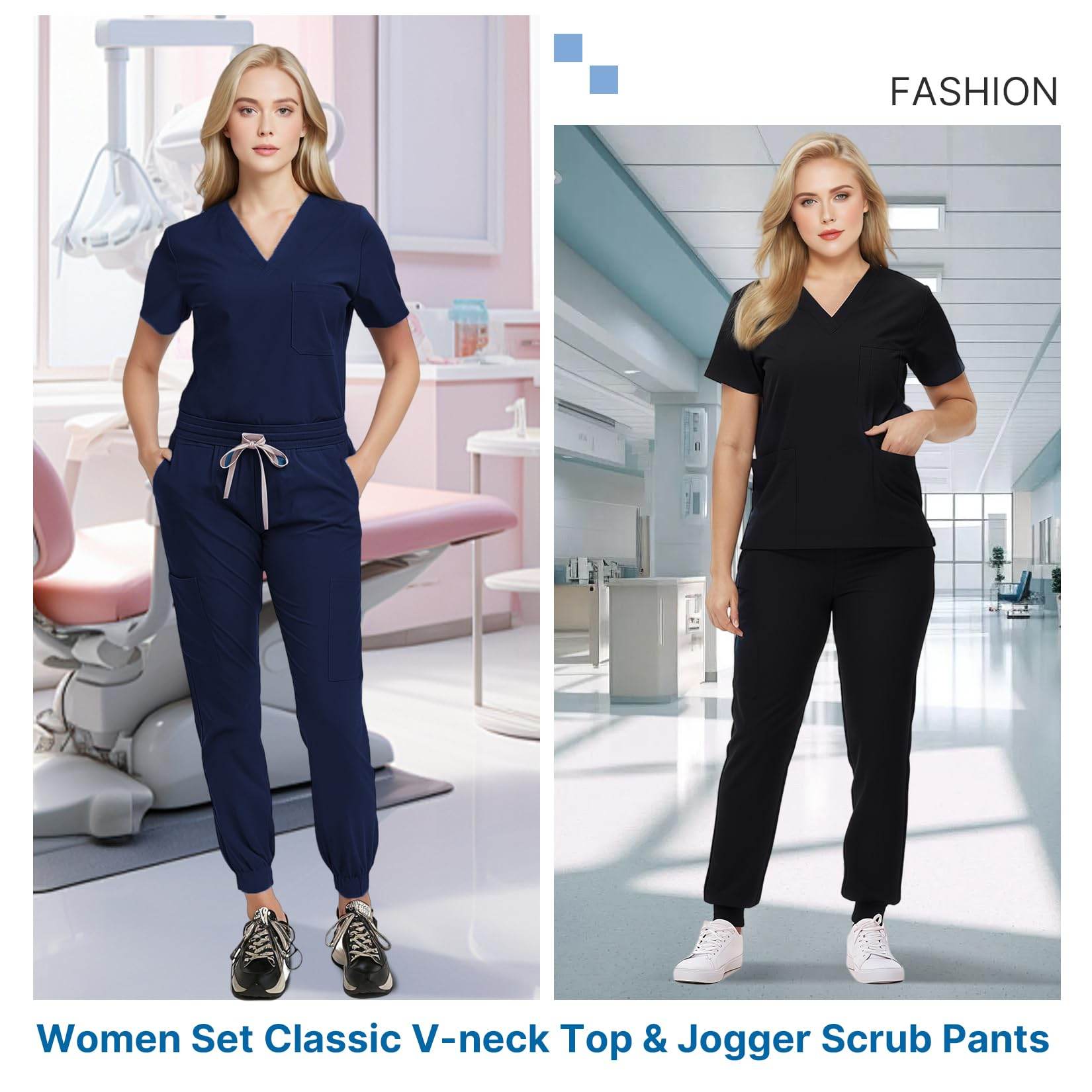 Jogger Scrub Set W/ V-Neck Top - Purcell's Clothing Company
