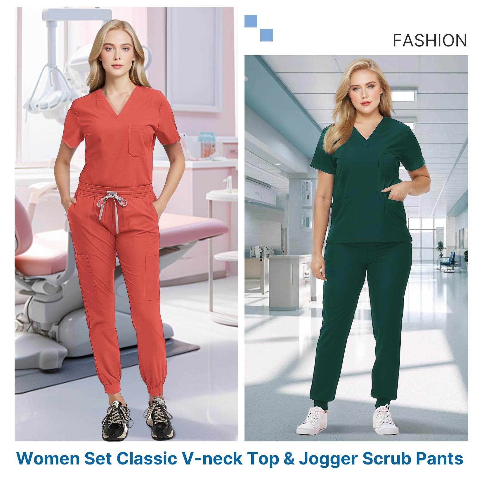 Jogger Scrub Set W/ V-Neck Top - Purcell's Clothing Company