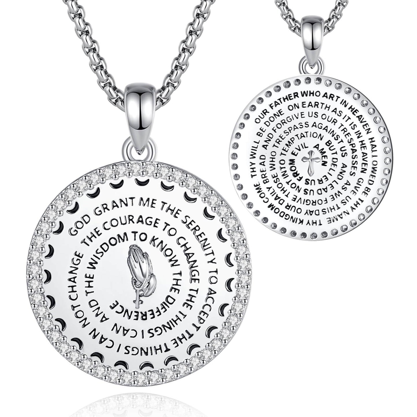 EUDORA 925 Sterling Silver Prayer Necklace