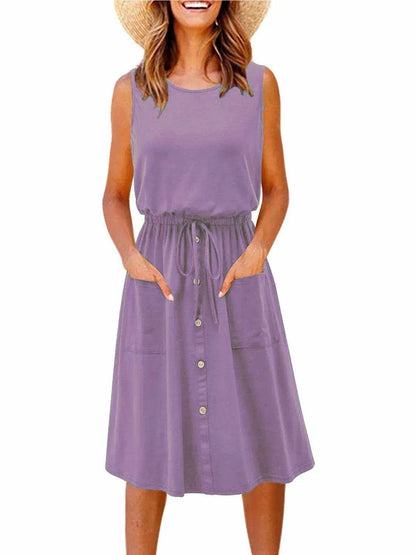 Full Size Round Neck Sleeveless Tank Dress Plus Size - Purcell's Clothing Company