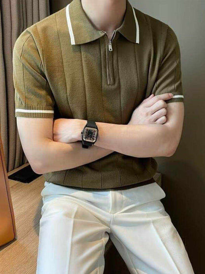 Quarter Zip Short Sleeve Polo - Purcell's Clothing Company